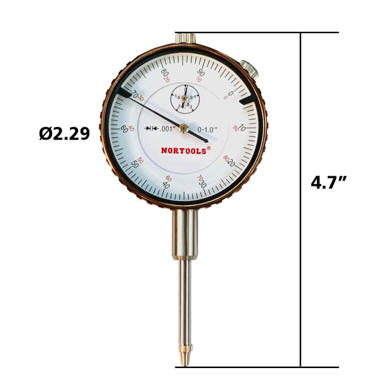 NORTOOLS Dial Indicator with Magnetic Base 0-1.0" & Point Set Dial Test Indicator 0.001" Precision Measuring Gauge Tools Kitï¼Œ Magnetic Dial Indicator Base Holder with Fine Adjustment - Image 2